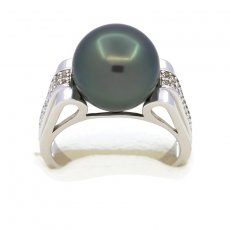 Rhodiniertem 925er Sterling Silber Ring und 1 Runde TahitiPerle C 11.8 mm