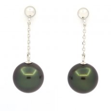 14K Weissgold Ohrringe und 2 Runde TahitiPerlen A 8.7 mm