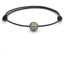 Leder Armband und 1 Runde TahitiPerle C 10.5 mm
