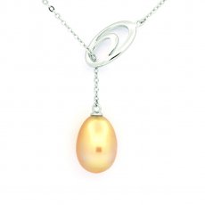 Sterling Silber Halsband und 1 Semi Barock Perle von Australien B 9.7 mm
