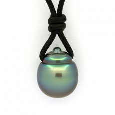 Leder Halsband und 1 Circles TahitiPerle C 12.5 mm