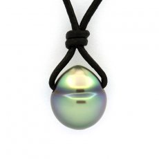 Leder Halsband und 1 Circles TahitiPerle B 11.3 mm