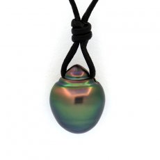 Leder Halsband und 1 Circles TahitiPerle C 10.7 mm
