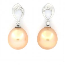 Silver Earrings with 2 Australian Pearls Semi-Baroque B/C 11.3 mm