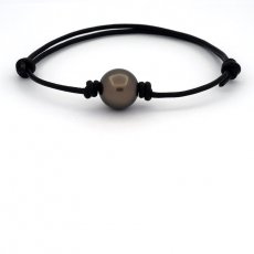 Leder Armband und 1 Runde TahitiPerle C/D 12.5 mm