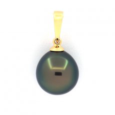 18K Gold Anhnger und 1 Semi Barock TahitiPerle B 10.5 mm