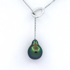 Sterling Silber Halsband und 1 Semi Barock TahitiPerle A 9.1 mm