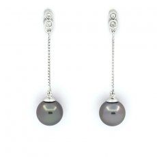 Sterling Silber Ohrringe und 2 Runde TahitiPerlen C 7.9 mm