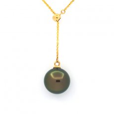 18K Gold Halsband und 1 Runde TahitiPerle A 9.3 mm