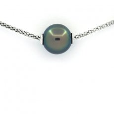 Sterling Silber Halsband und 1 Runde TahitiPerle B/C 11.5 mm