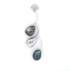Sterling Silber Anhnger und 3 Tahiti Keishi