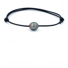 Leder Armband und 1 Semi Barock TahitiPerle C 9.2 mm