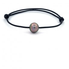 Leder Armband und 1 Semi Barock TahitiPerle C 10.6 mm