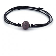 Leder Halsband und 1 Circles TahitiPerle C/D 12.7 mm