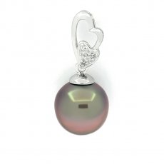 Ciondolo in Argento e 1 Perla di Tahiti Semi-Baroccha C 10.5 mm