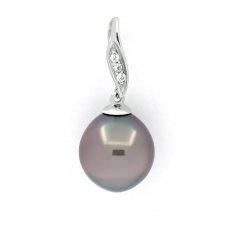 Sterling Silber Anhnger und 1 Semi Barock TahitiPerle B/C 9.6 mm