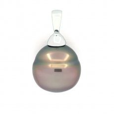 Ciondolo in Argento e 1 Perla de Tahiti Cerchiata B/C 11.3 mm