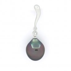 Ciondolo in Argento e 1 Perla di Tahiti Semi-Baroccha B 10.1 mm