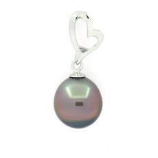 Ciondolo in Argento e 1 Perla di Tahiti Semi-Baroccha C 10.5 mm