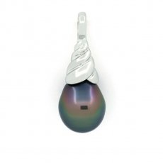 Sterling Silber Anhnger und 1 Semi Barock TahitiPerle B 9.4 mm