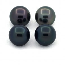 Lot von 4 Runde TahitiPerlen C/D von 10 bis 10.3 mm