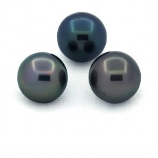 Lot von 3 Runde TahitiPerlen D von 10 bis 10.3 mm