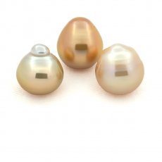 Lot von 3 Semi-Barocke Australischen Perlen C von 11 bis 11.4 mm