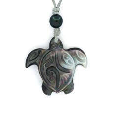 Mother-of-Pearl pendant and 1 Tahitian Pearl Semi-Round C 8.7 mm