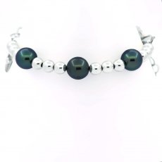 Armband aus Silber und 3 runden Tahiti Perlen C/D 8.7 mm