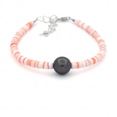 Armband aus Muscheln und 1 Fast Runde TahitiPerle C 8.2 mm