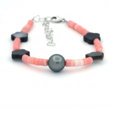 Armband aus Muscheln und 1 Runde TahitiPerle C 9 mm
