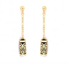 18K Gold Earrings and Black Agate - 12 mm - Health