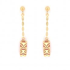 18k GoldOhrringe und Rosa Achat - 10 mm - Glck