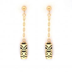 18k GoldOhrringe und Schwarzer Achat - 10 mm - Glck
