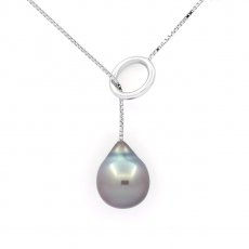 Sterling Silber Halsband und 1 Semi Barock TahitiPerle A/B 11.3 mm