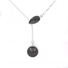 Sterling Silber Halsband und 1 Runde TahitiPerle B 8.8 mm