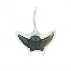 Sterling Silber Anhnger und 1 Runde TahitiPerle C 7.5 mm