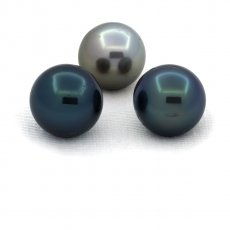 Lotto di 3 Perle di Tahiti Rotonde D di 9.5 a 9.7 mm