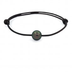 Leder Armband und 1 Runde TahitiPerle C 9.9 mm
