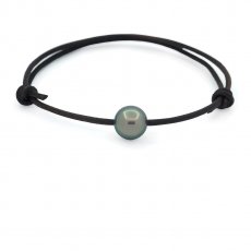 Leder Armband und 1 Runde TahitiPerle C 9.3 mm