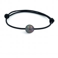Leder Armband und 1 Semi Barock TahitiPerle B 9.9 mm