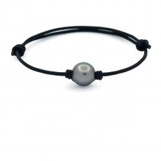 Leder Armband und 1 Runde TahitiPerle C 10.8 mm