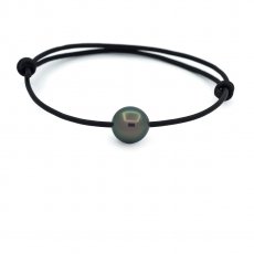 Leder Armband und 1 Fast Runde TahitiPerle C 9.9 mm