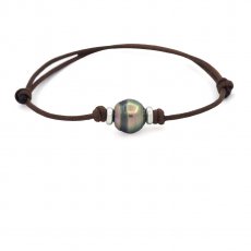 Armband aus gewachster Baumwolle und 1 Circles TahitiPerle C 10.6 mm