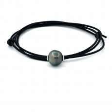 Leder Halsband und 1 Circles TahitiPerle C 12.4 mm