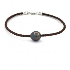 Baumwolle Armband und 1 Semi Barock TahitiPerle B 11.8 mm