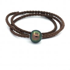Baumwolle Halsband und 1 Circles TahitiPerle B/C 12.8 mm
