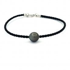 Baumwolle Armband und 1 Semi Barock TahitiPerle C 12 mm