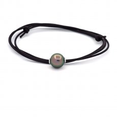 Leder Halsband und 1 Runde TahitiPerle C 11.4 mm