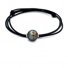 Leder Halsband und 1 Semi Barock TahitiPerle C 12.7 mm